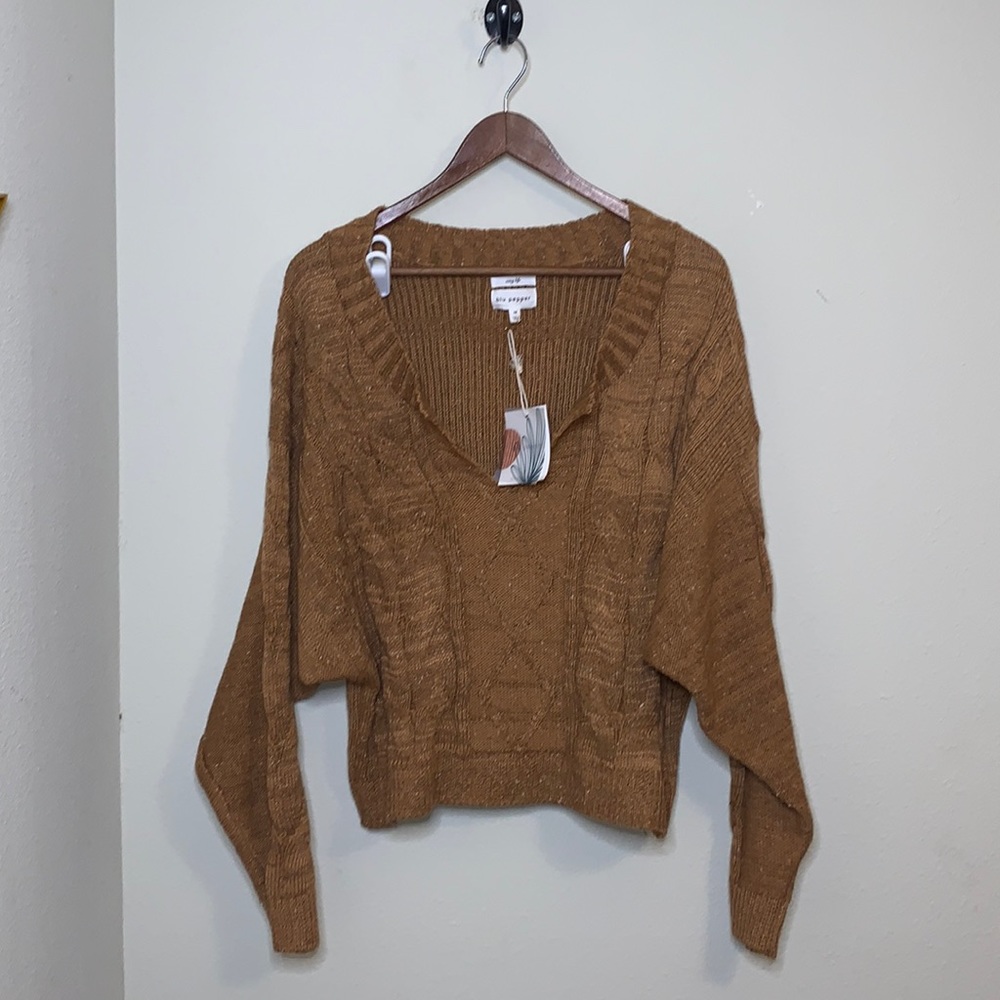 NWT: Blu Pepper Dark Mustard Yellow Slouchy Sweater Size- Medium